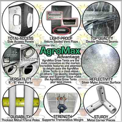 A collage of hydroponic tent accessories